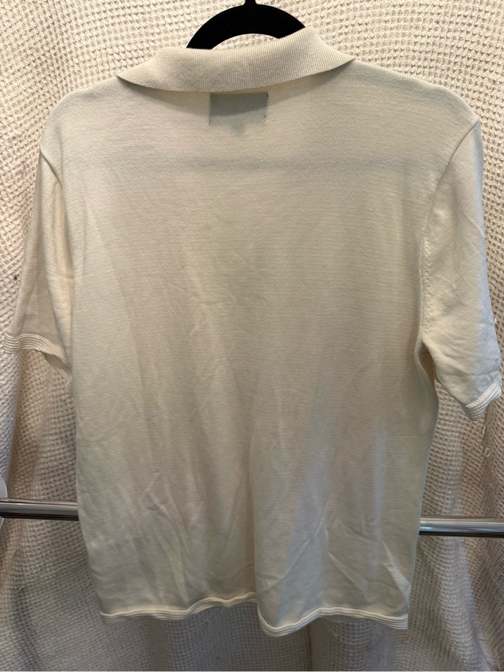 Lucky Brand Men's Cream Open-Knit Button-Down Polo - Picture 4 of 5
